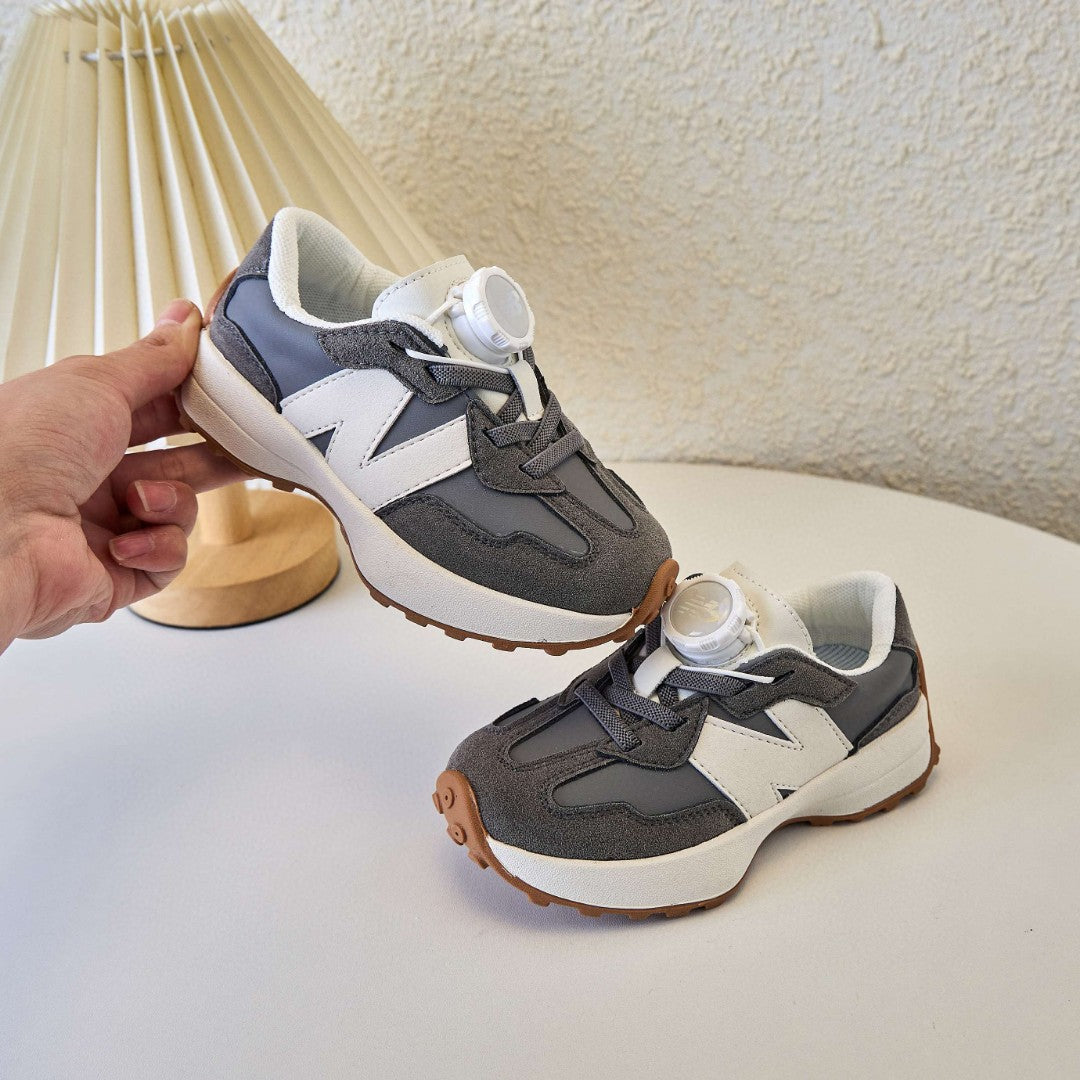 NB327 Rotating Buckle Waffle Gump Children's Shoes" gray, white"