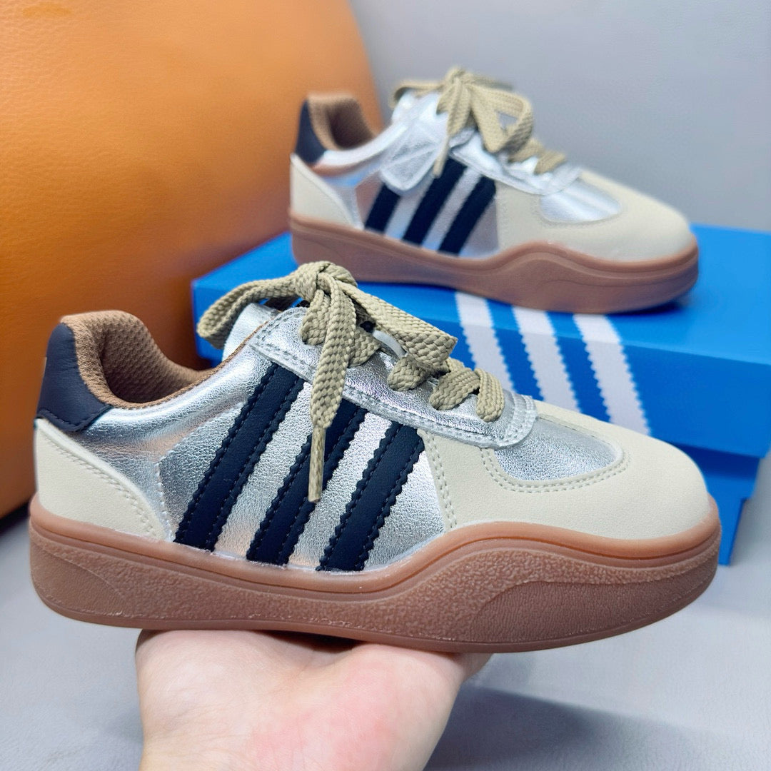 Adidas third generation children's German training shoes" white, silver"
