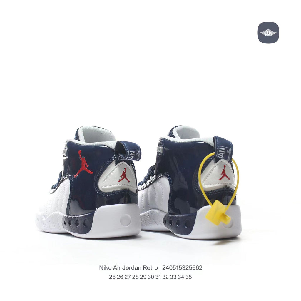 Jordan Retro-combat basketball shoes " white, Navy"