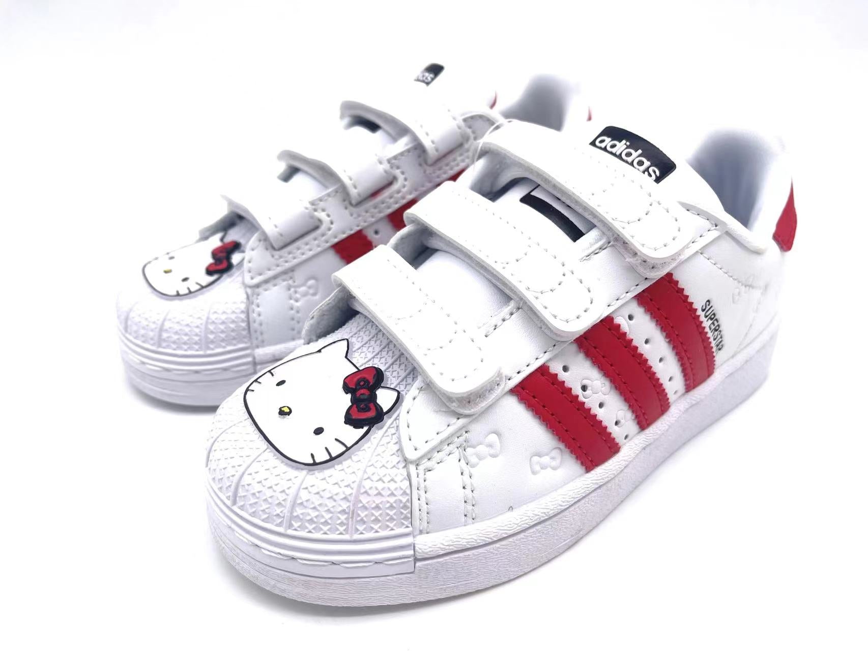 Adidas classic shell toe children's shoes" white, red"