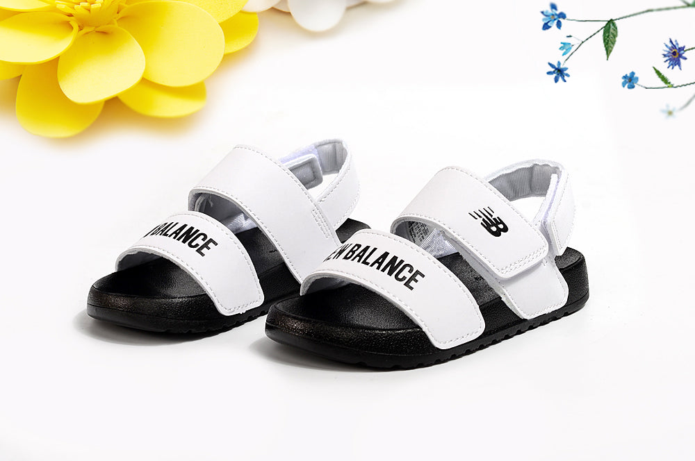 NB double bar sandals " white, black"
