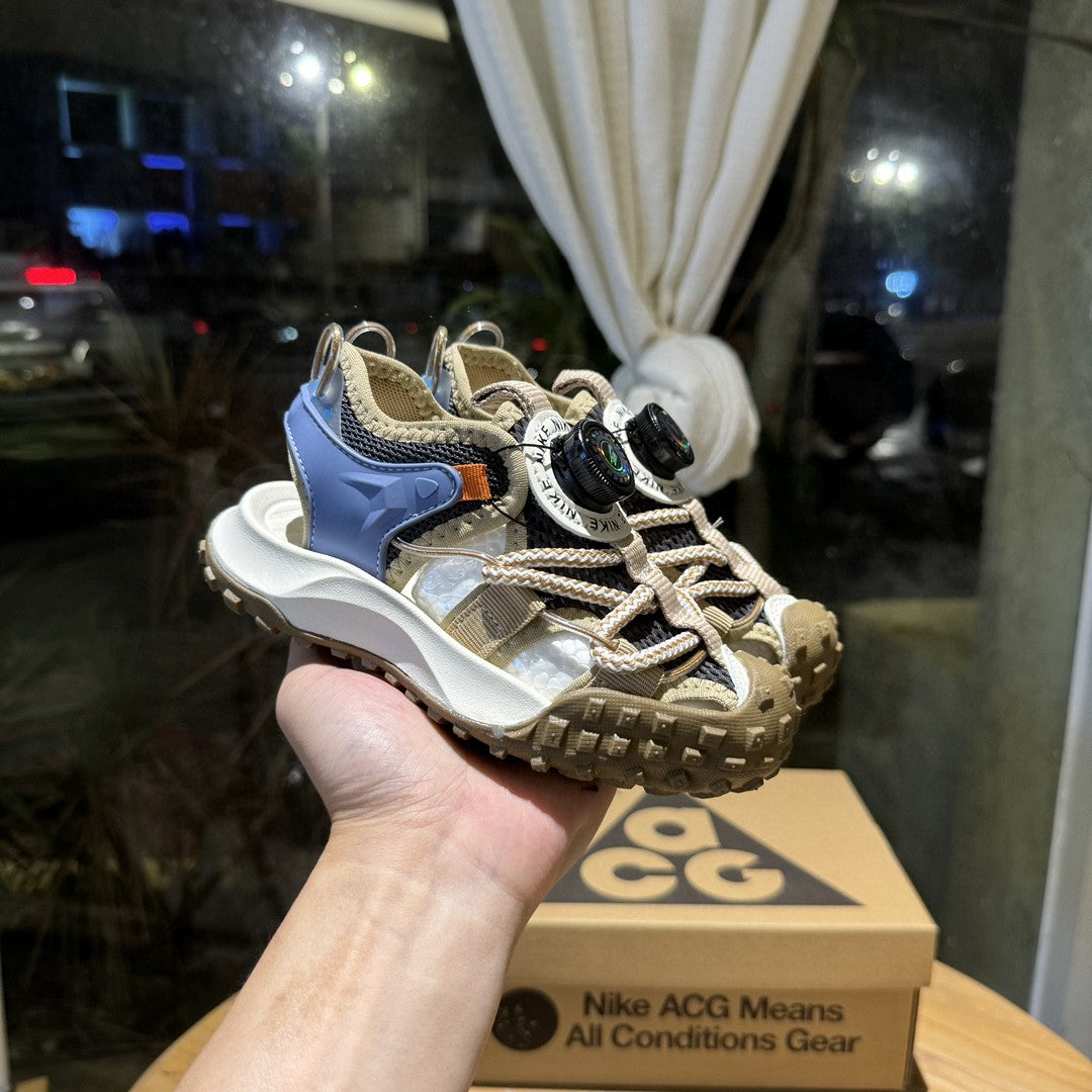 Popular NK hiking shoes and sandals" darker brown, Cream"