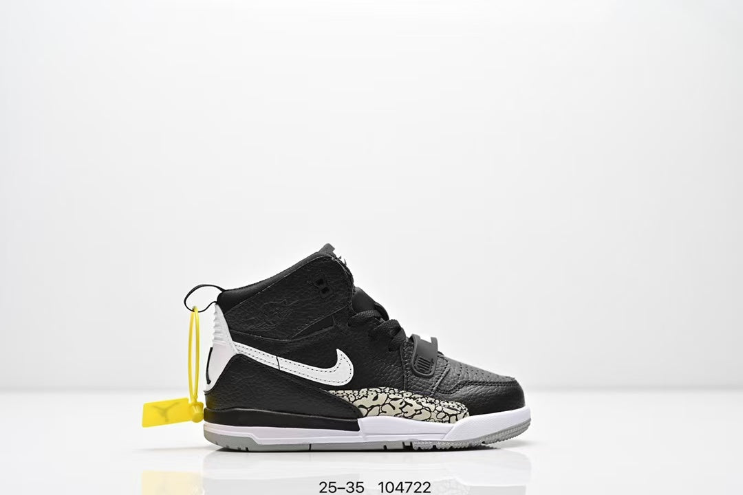Jordan 312 high top children's shoes full second layer leather" black"