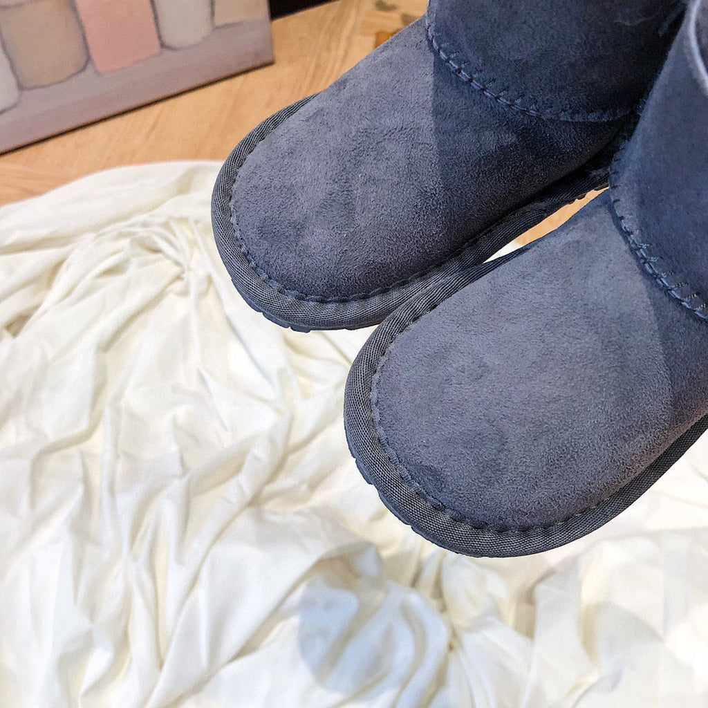 UGG bow wool integrated toddler shoes snow boots" gray"