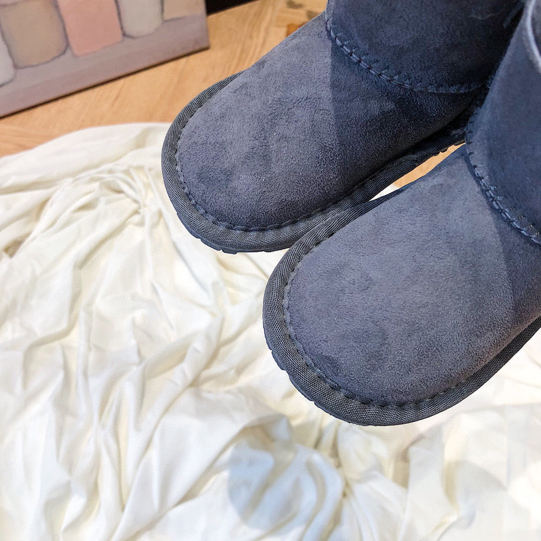 UGG bow wool integrated toddler shoes snow boots" gray"