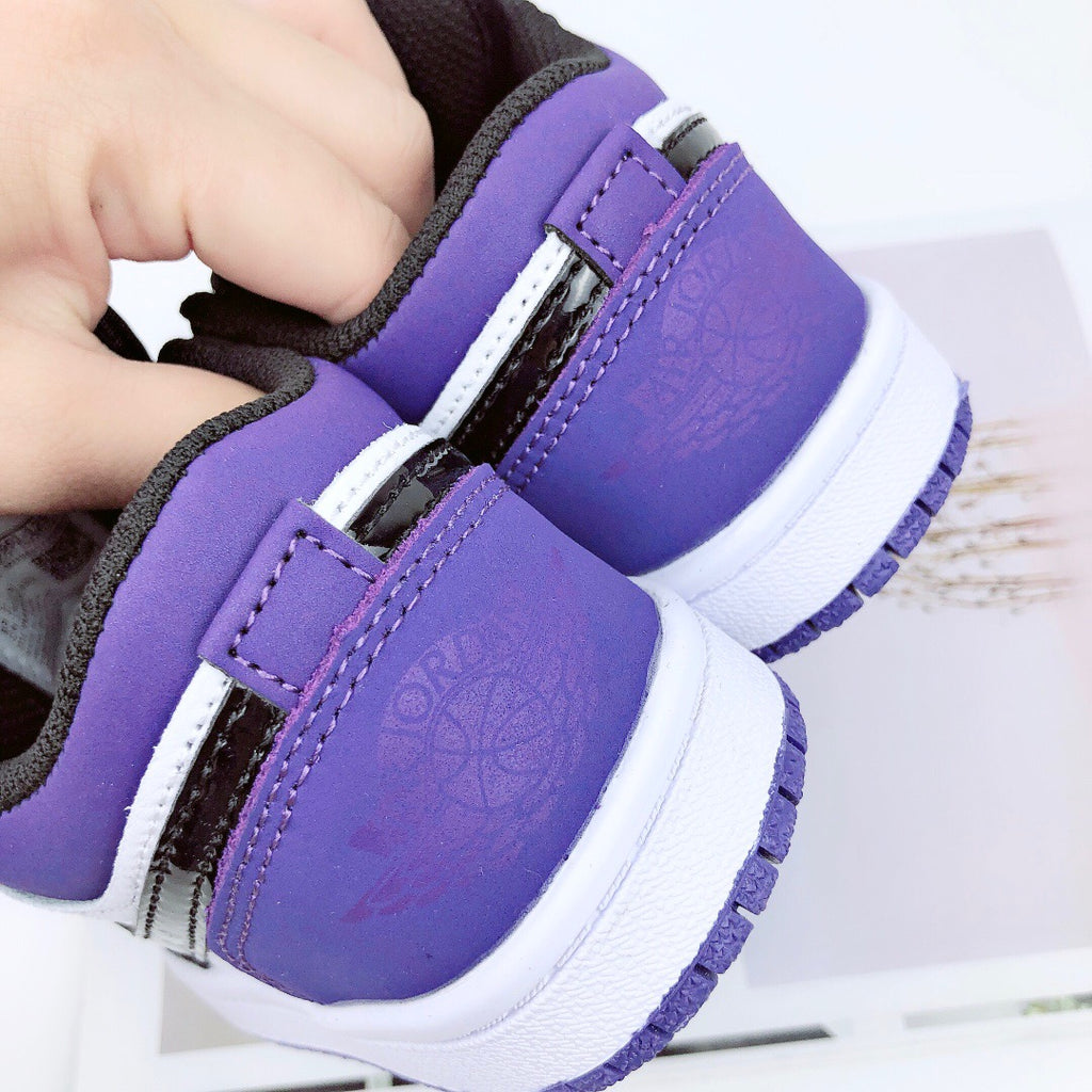 Joe 1 low-top elastic buckle parent-child shoes" black, purple"