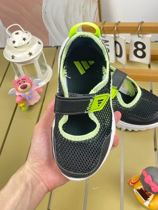 AD children's sandals" Black &Lime Green"