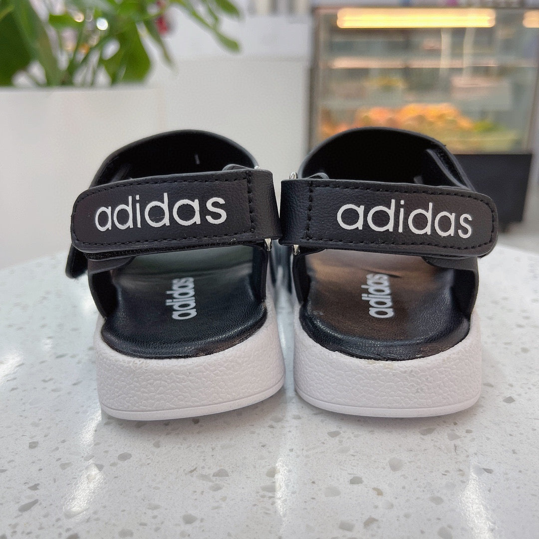 Adidas clover new sandals" black, white"