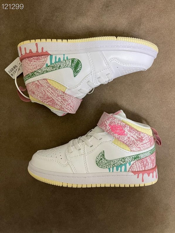 Joe's high-top Velcro children's shoes" white, pink, green"