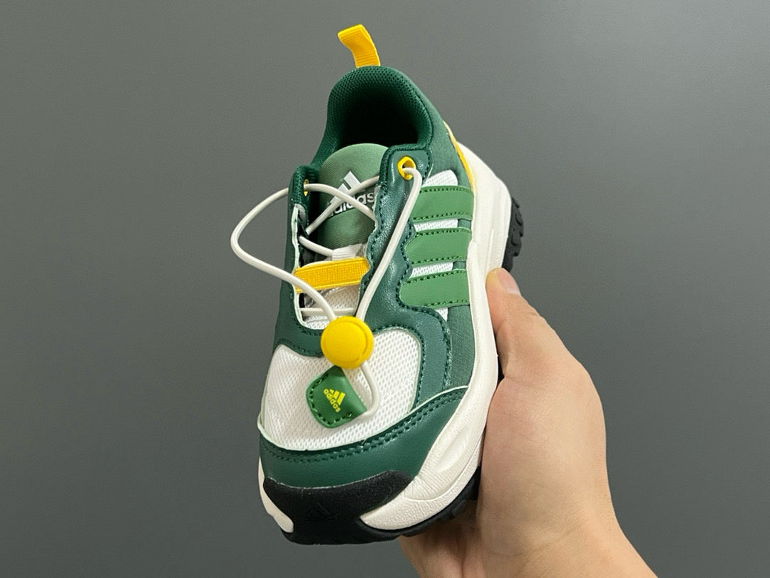 Adidas new elastic buckle children's shoes" green, white, yellow"