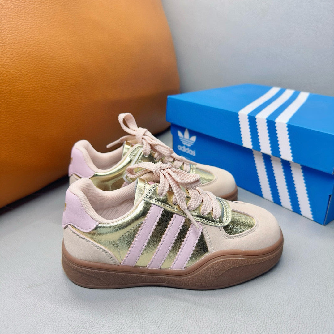 Adidas third generation children's German training shoes" pink, silver"