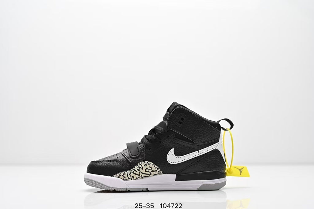 Jordan 312 high top children's shoes full second layer leather" black"