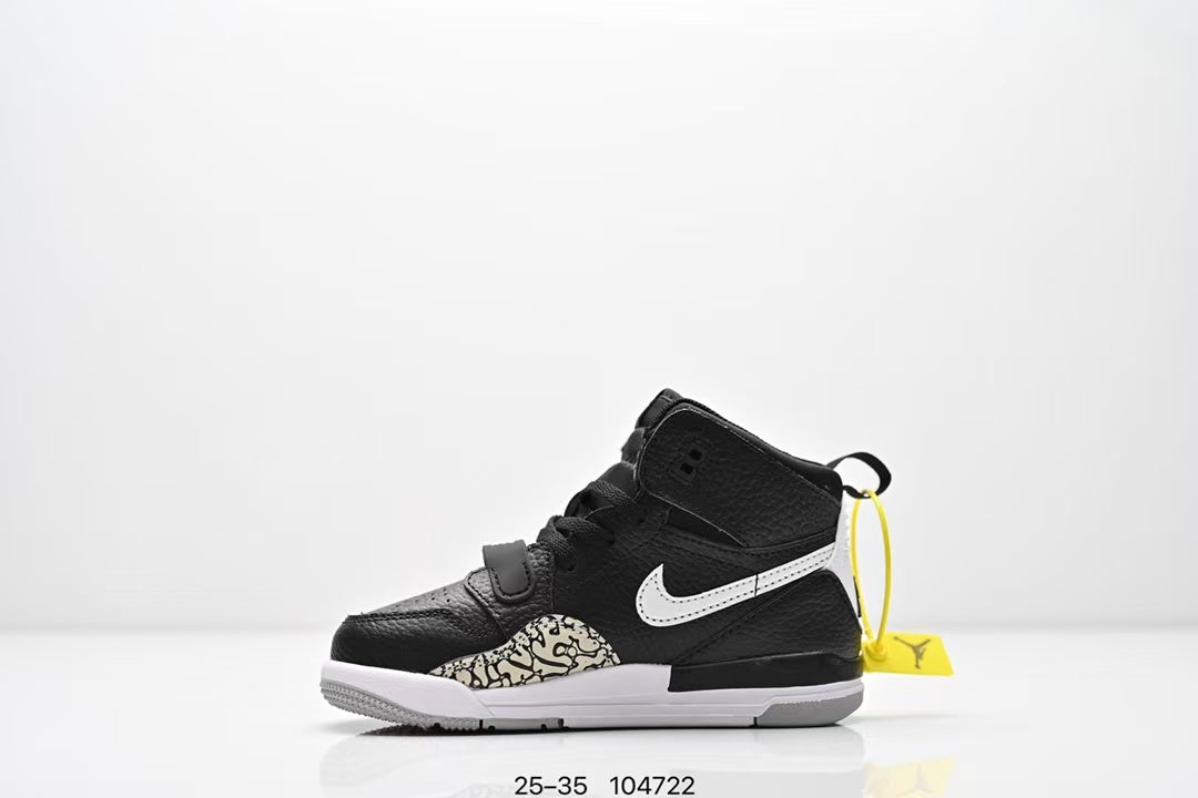 Jordan 312 high top children's shoes full second layer leather" black"
