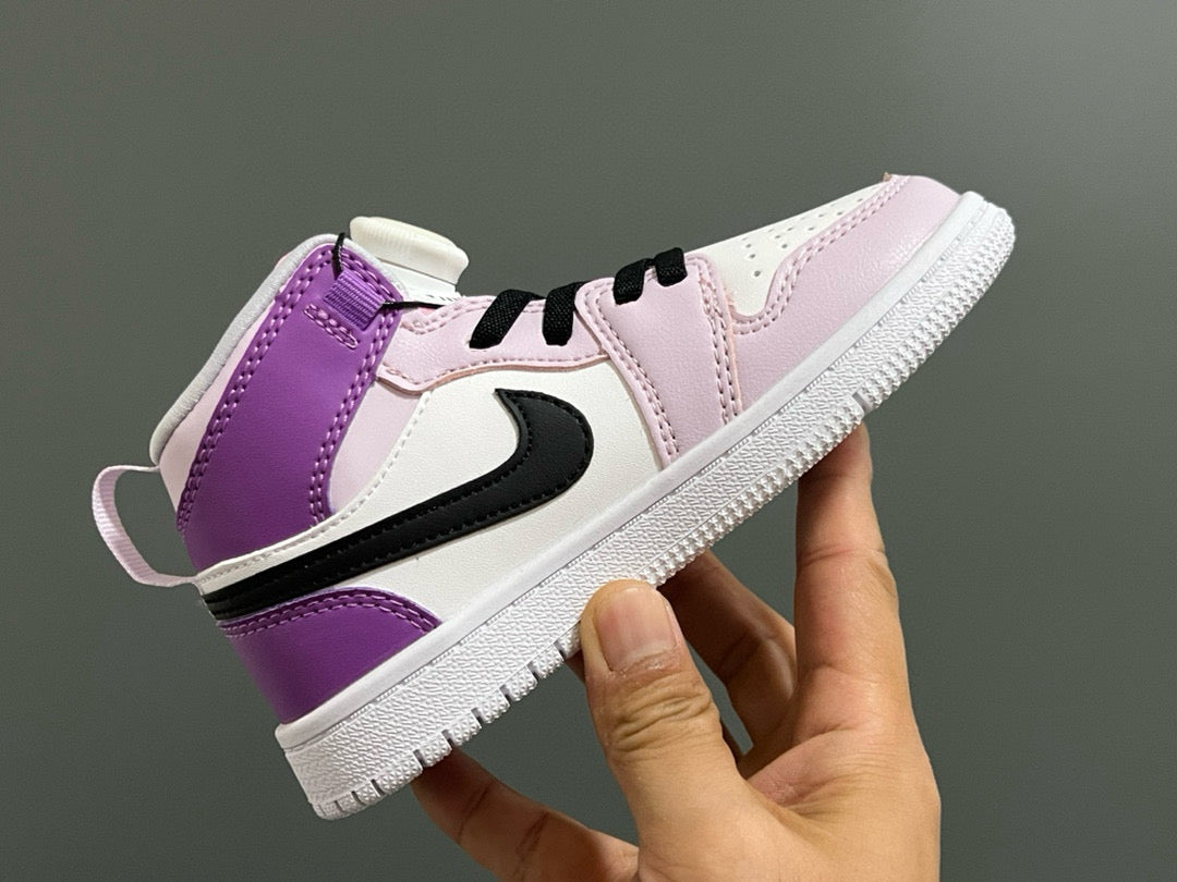 Joe 1 Zhongbang lock children's sports shoes" white, purple"