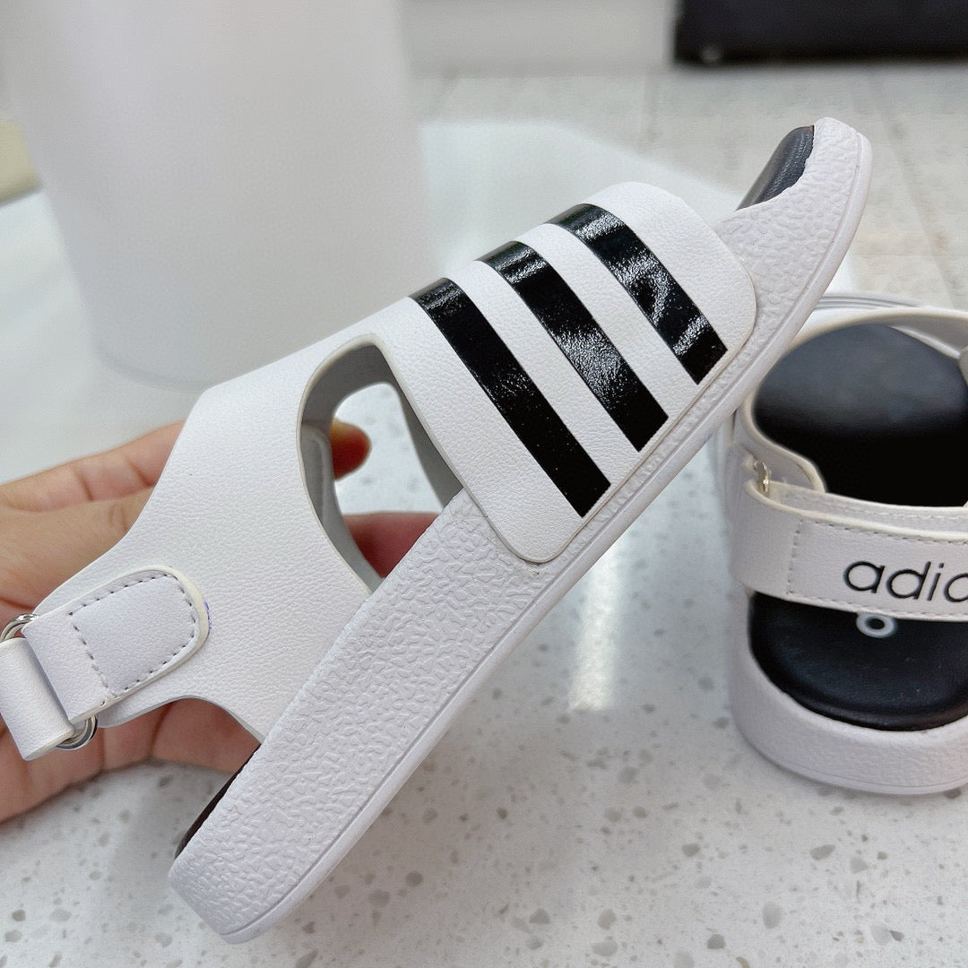 Adidas clover new sandals" white, & black"