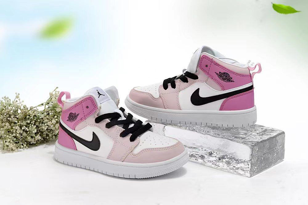Jordan AJ1 children's shoes" white, pink, purple"