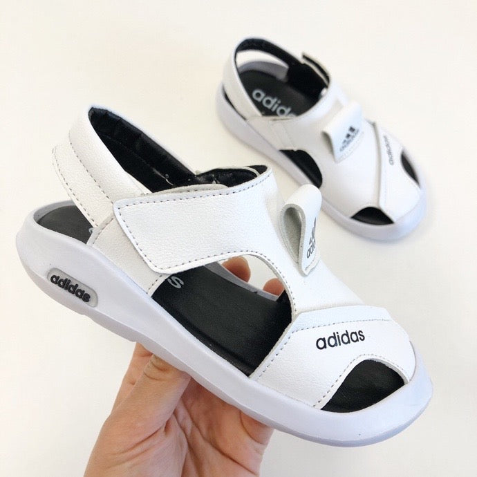 Adidas full leather bread head sandals" white"