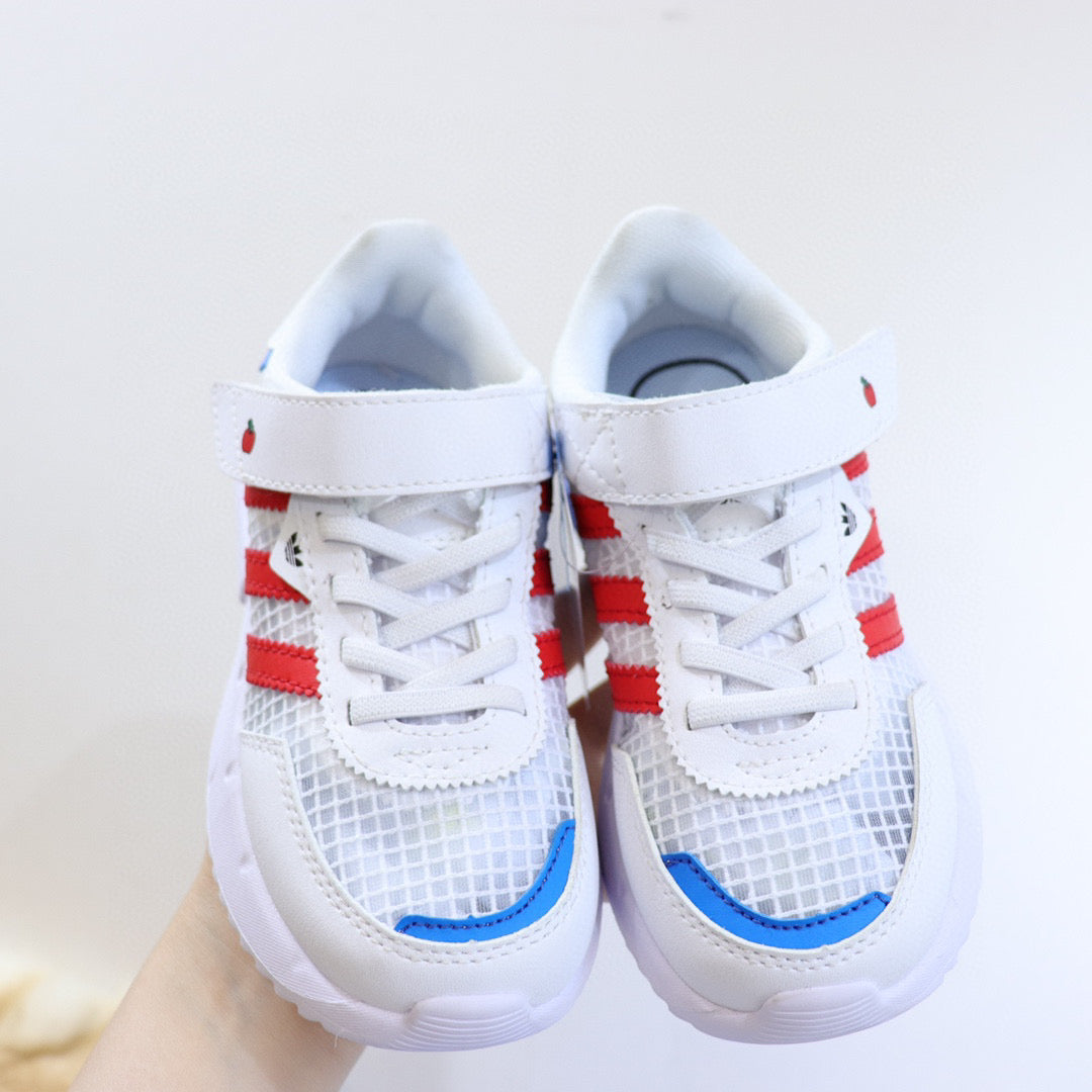 Adidas clover lightweight soft sole" white, red"