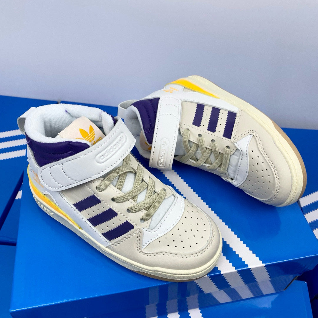 Adidas 84 high-top children's shoes" white, blue, yellow"