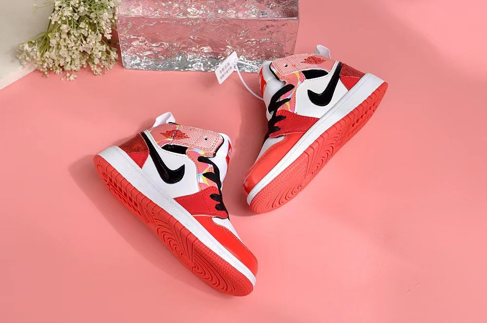 Jordan AJ1 children's shoes" white, red"