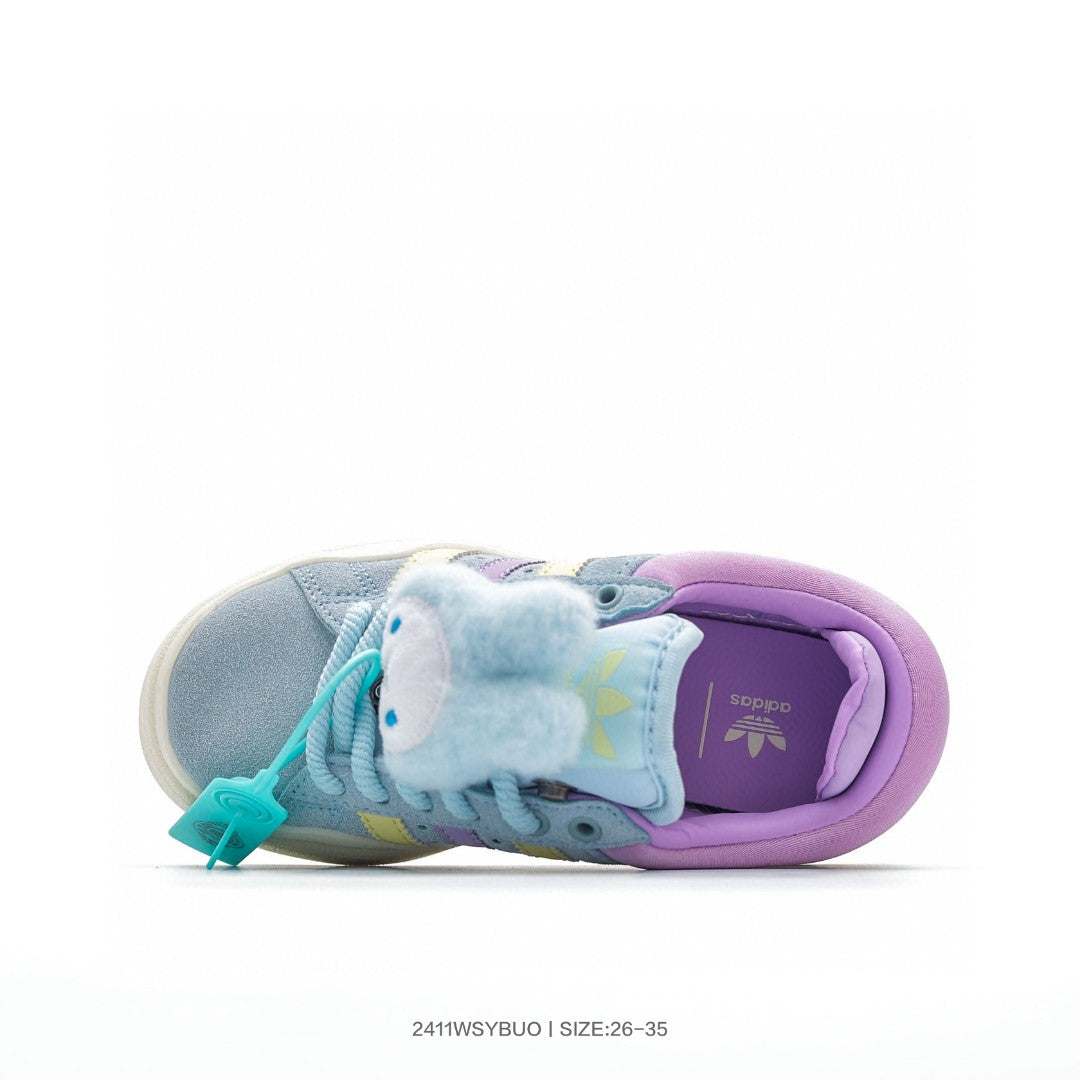 Bad Bunny x Adidas Originals Forum Low Bad Bunny" light blue/mint green, purple, and light yellow"