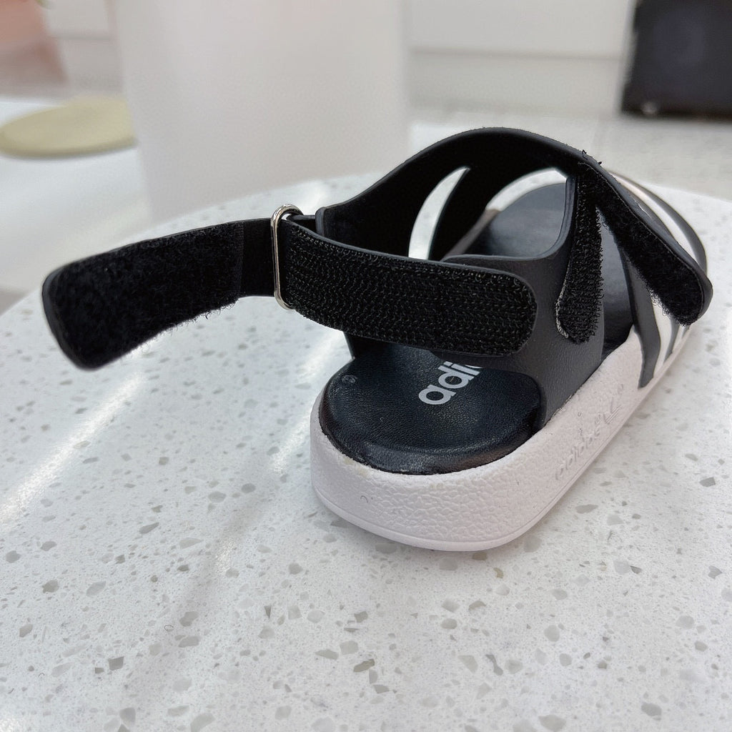 Adidas clover new sandals" black, white"