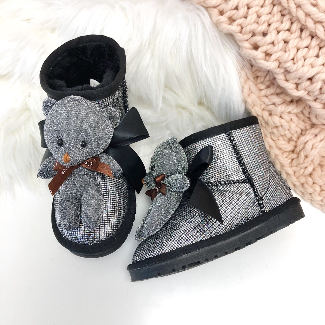 UGG Bear Snow Boots"silver and black"