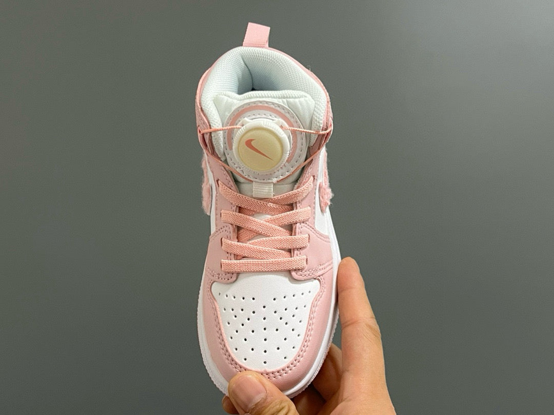 Joe 1 Zhongbang lock children's sports shoes" white, pink"