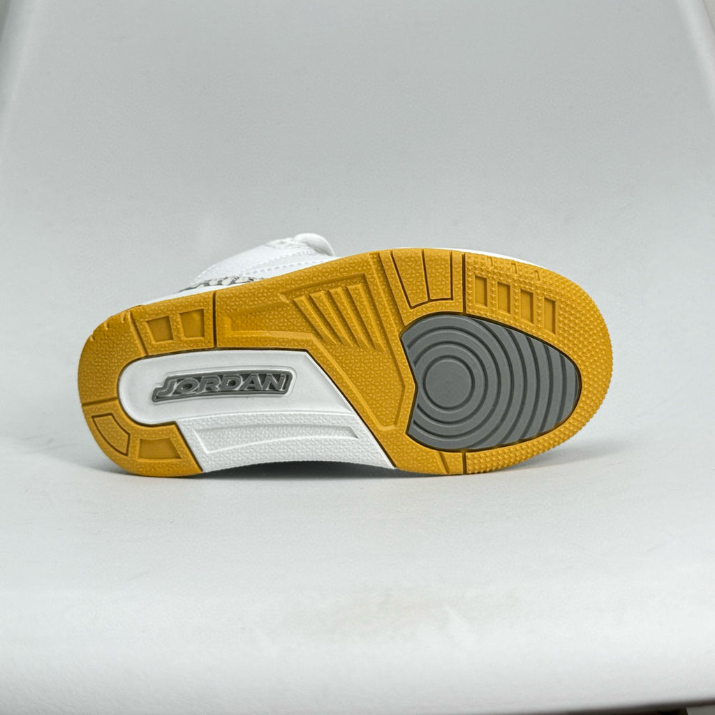Jordan 3 children's shoes" white , gray, golden yellow"