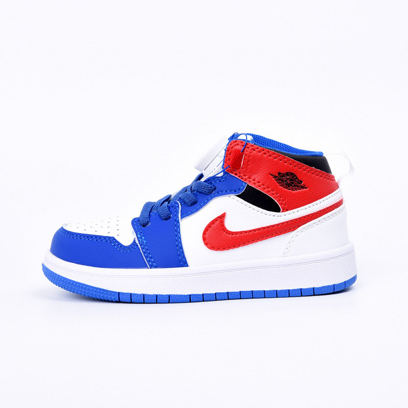 Joe 1 rotating button high top children's shoes" white, blue, red"