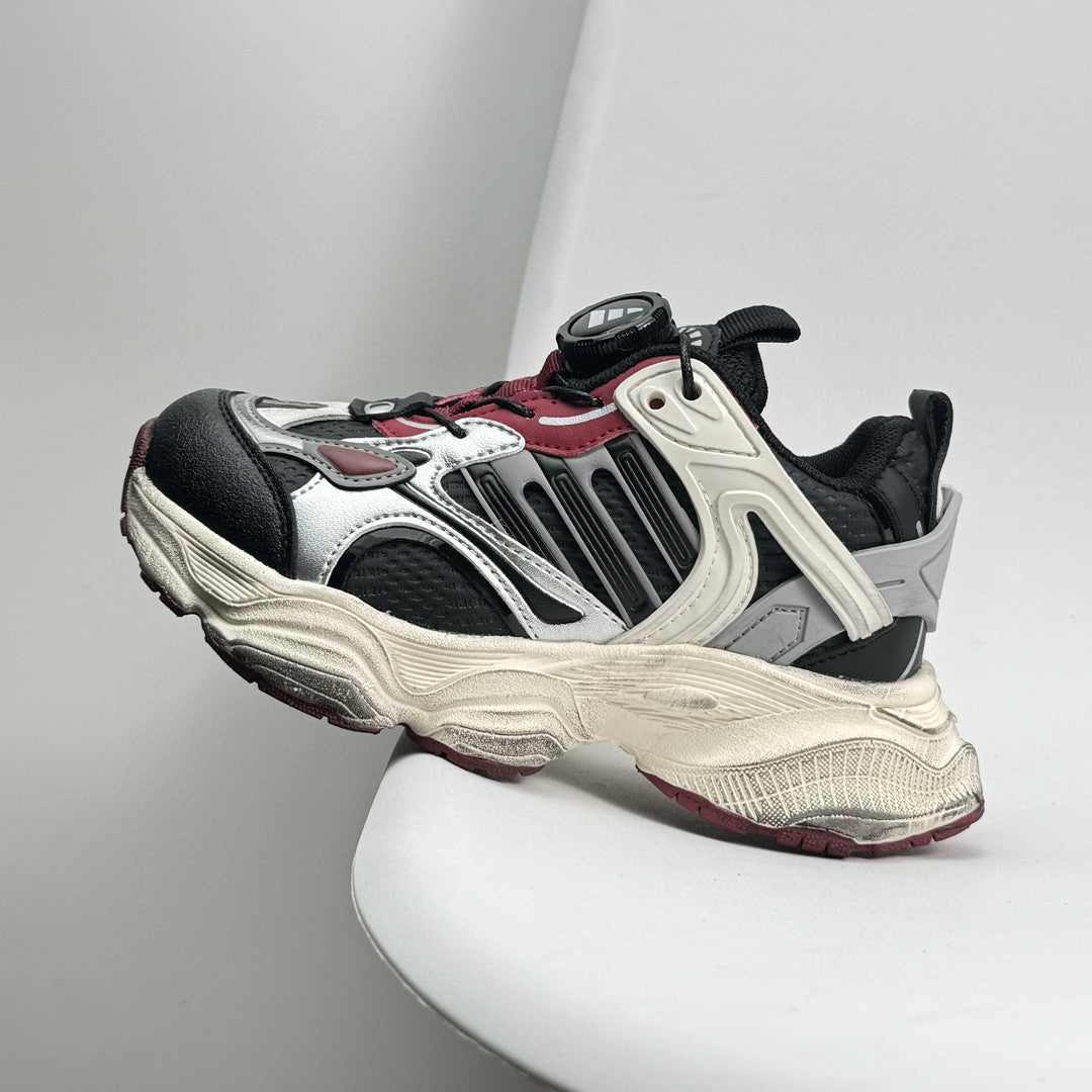 Adidas XLG Runner Deluxe runner dad shoes" black, cream, burgundy"