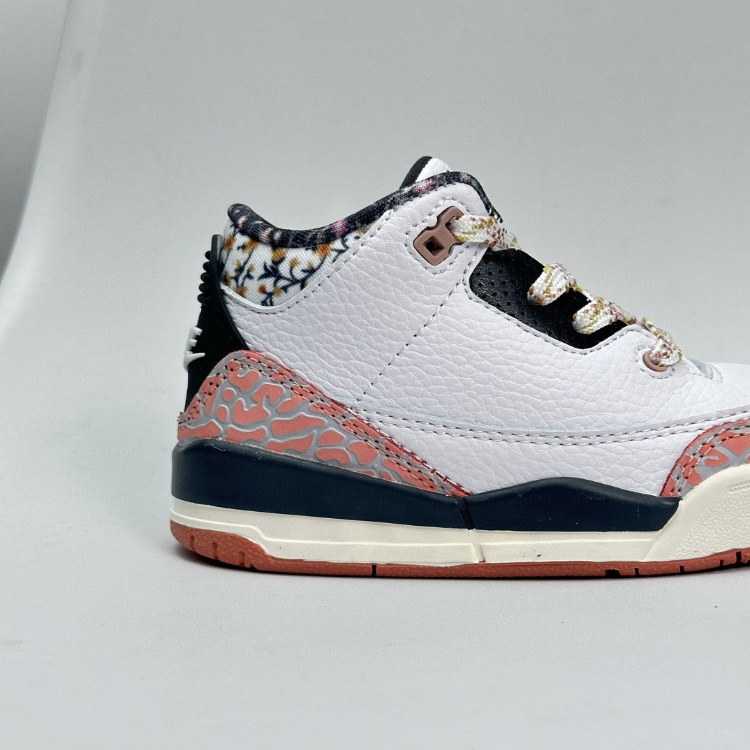 Jordan 3 children's shoes" white, gray, pink"