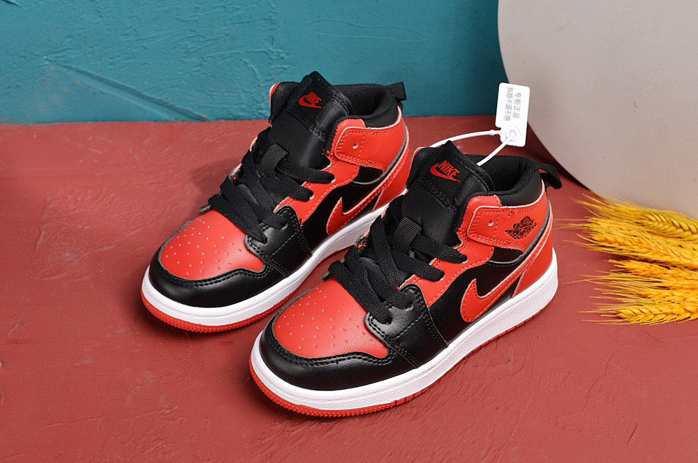 Jordan AJ1 children's shoes" black, red"