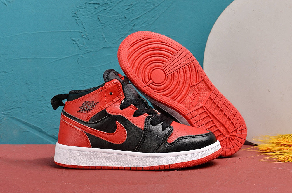 Jordan AJ1 children's shoes" black, red"