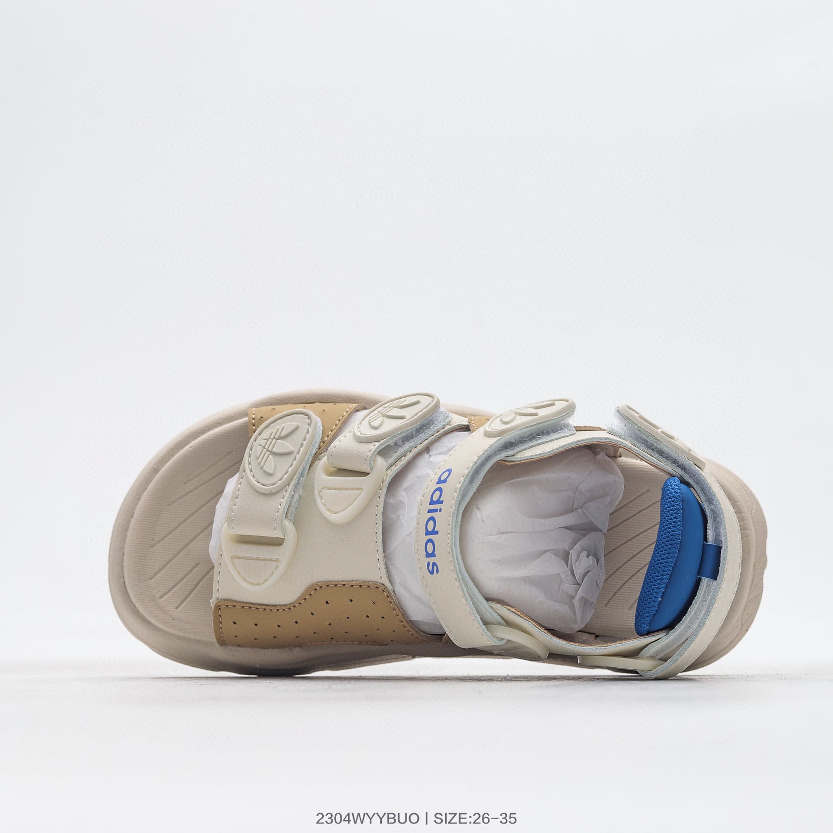Adidas three-bar Velcro outdoor sandals" beige"