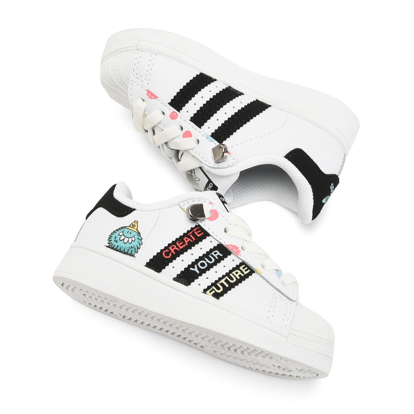 Adidas shell toe lace-up sneakers " white, black"