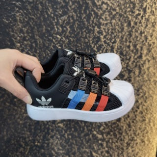 adidas shell toe sandals" black"