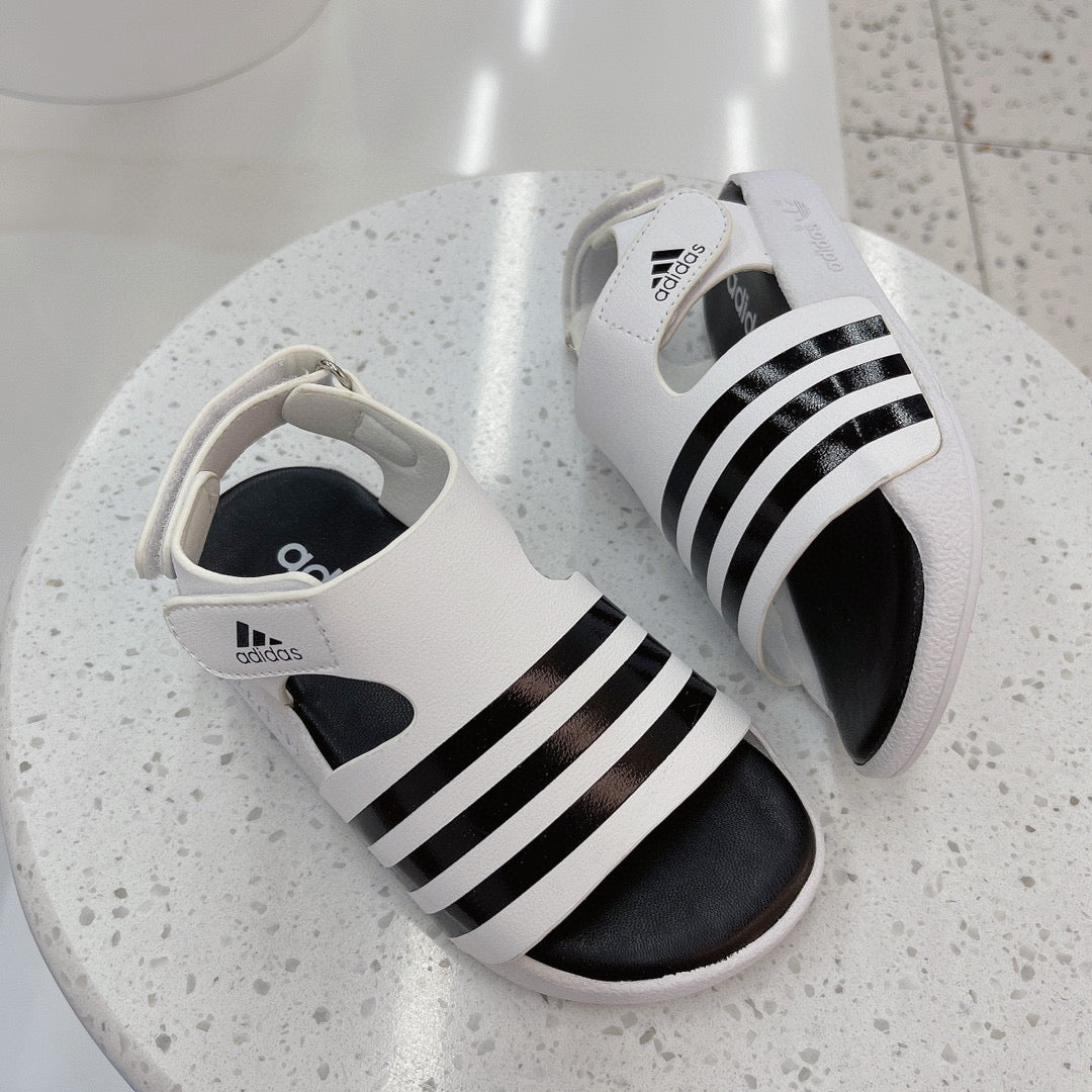 Adidas clover new sandals" white, & black"