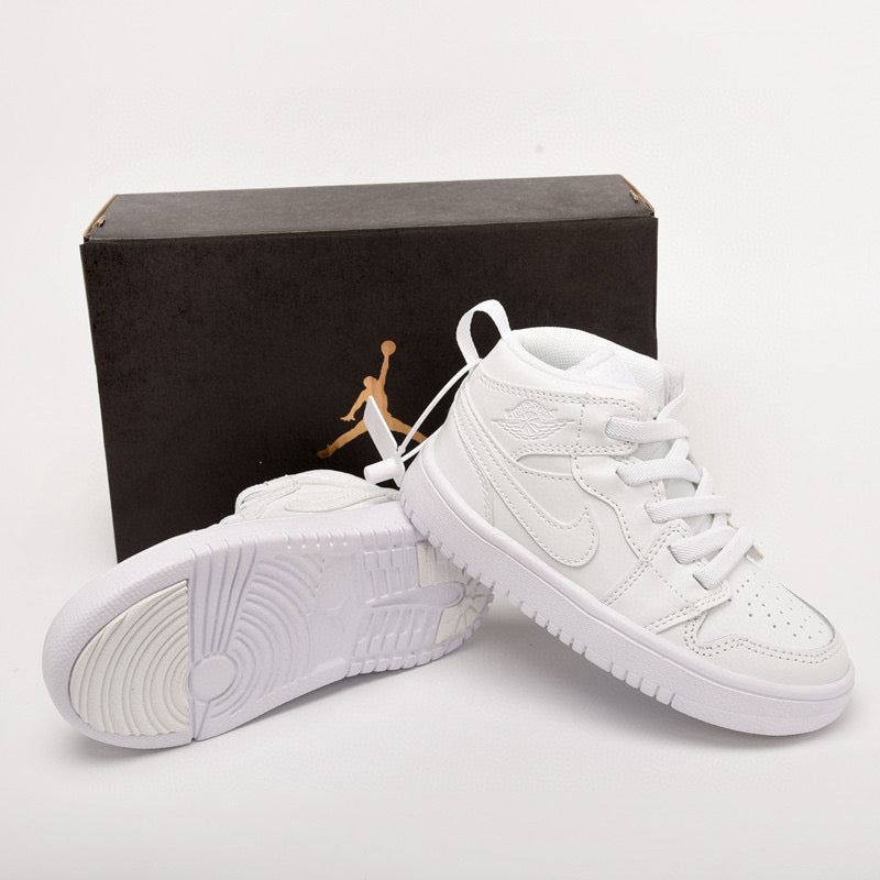 Jordan high top inner Velcro elastic band children's shoes" white"