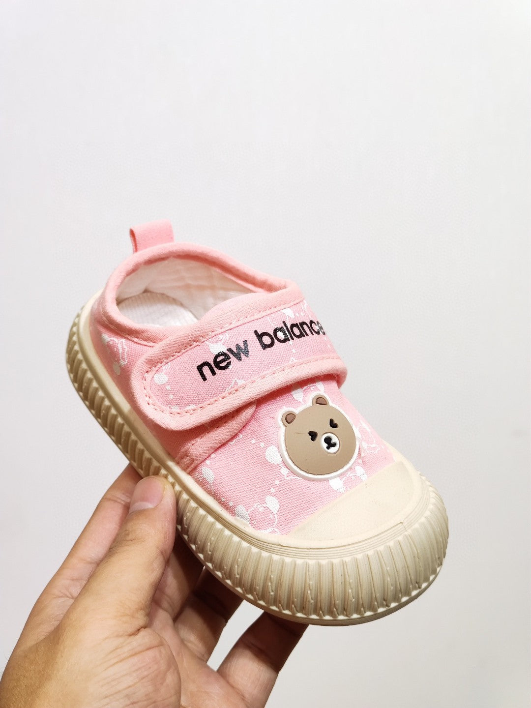 NB canvas bear cute Velcro children's shoes "pink"