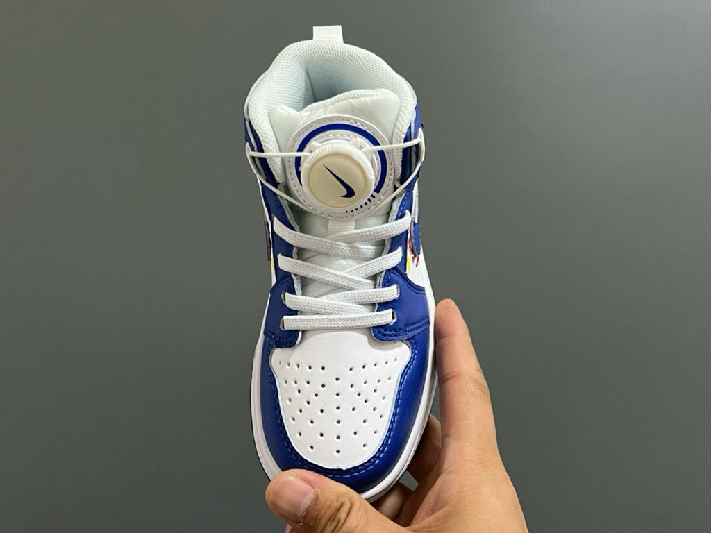 Joe 1 Zhongbang lock children's sports shoes" white, blue"