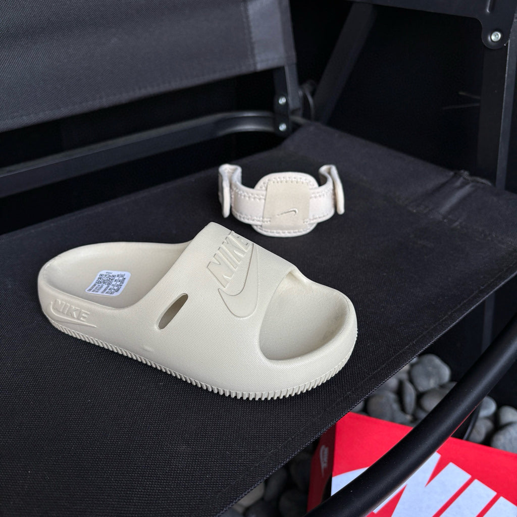 open toe Velcro two-way sandals" light beige"