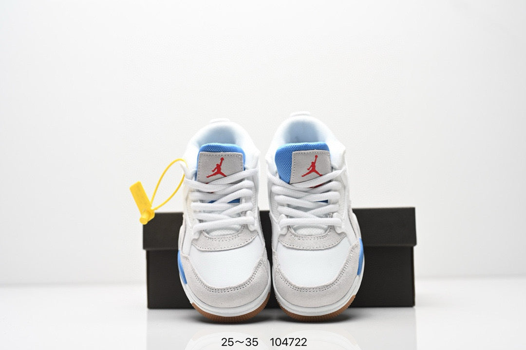 Jordan 4 low-top air cushion basketball shoes" white, blue"