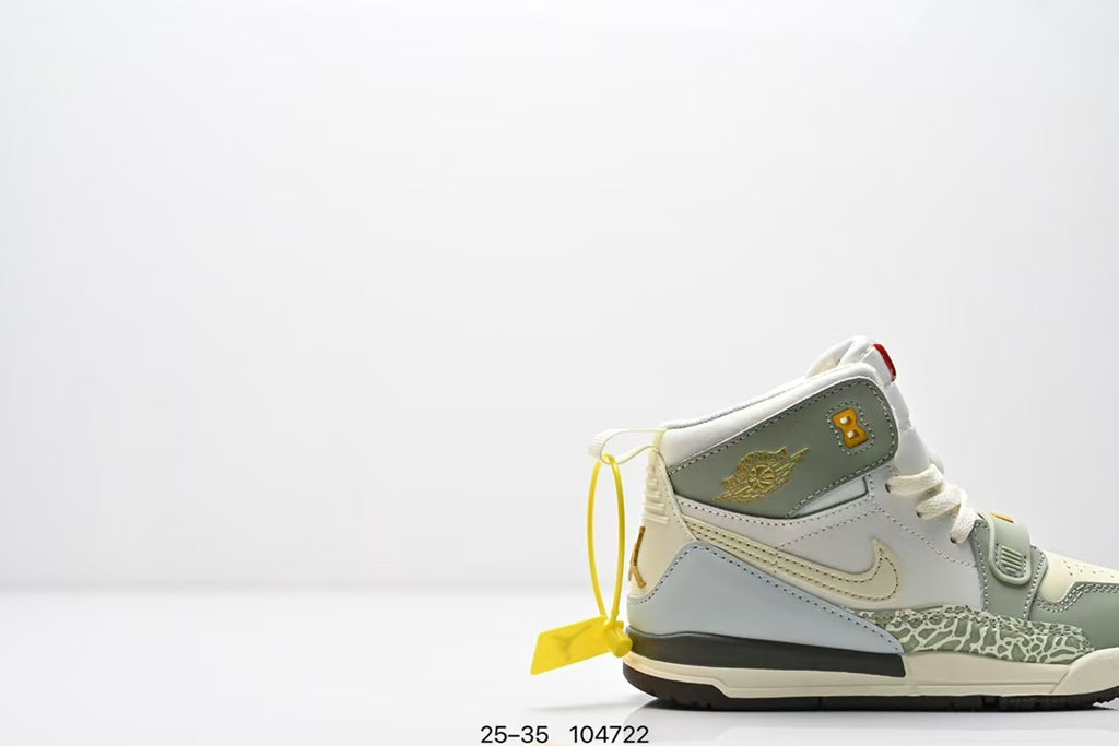 Jordan 312 high top children's shoes full second layer leather" light green, cream, light blue"