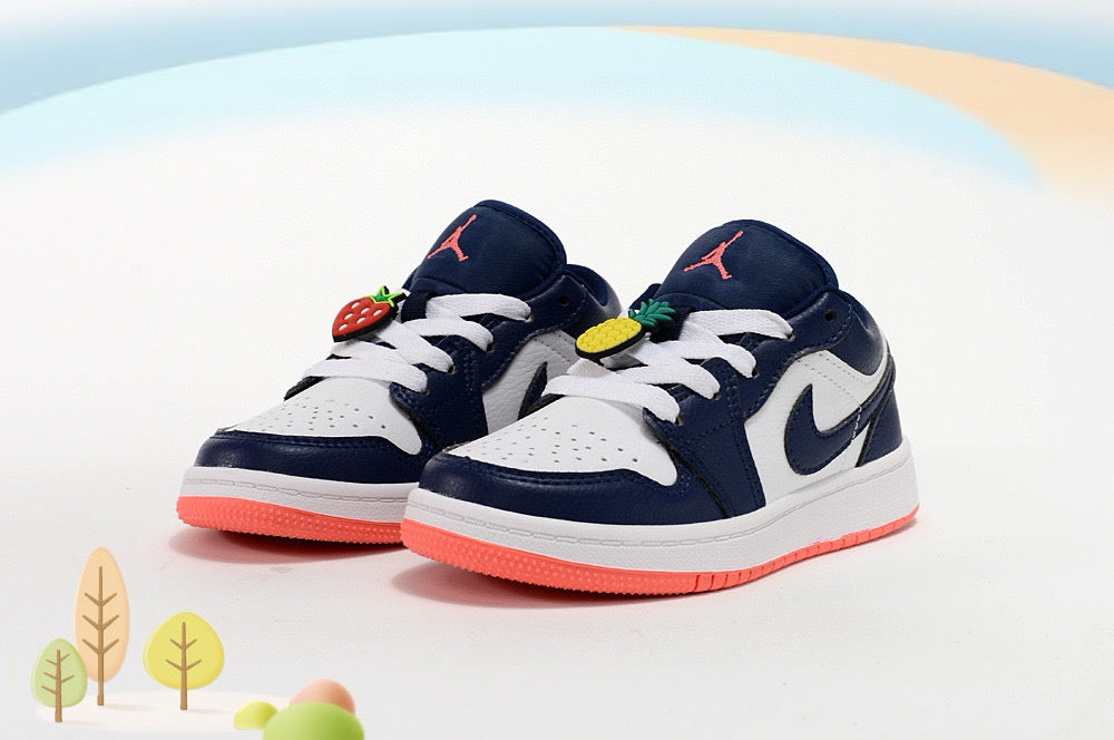 Jordan low-top first generation cartoon children's shoes" blue, white, orange"