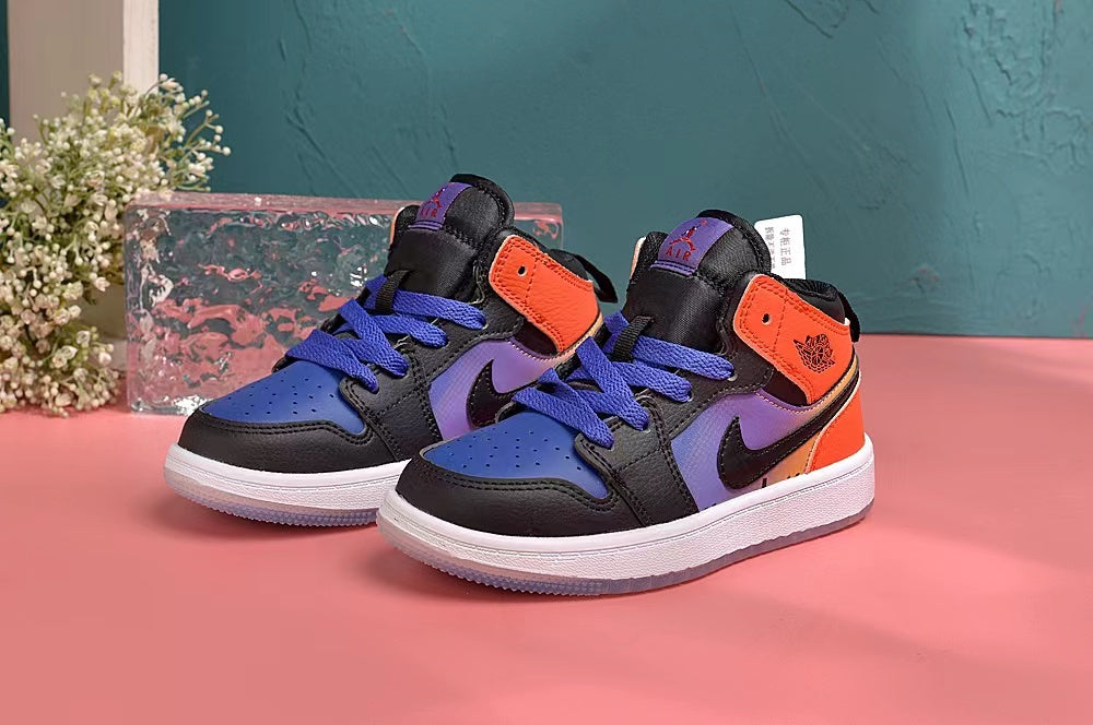 Jordan AJ1 children's shoes" white, blue, purple, orange"