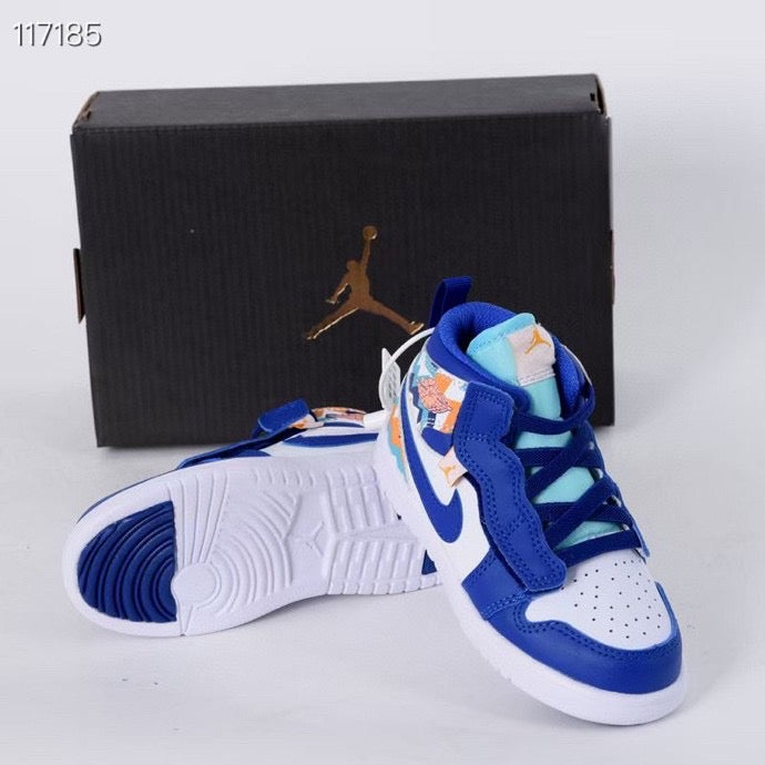 Jordan high top elastic band" white, blue"