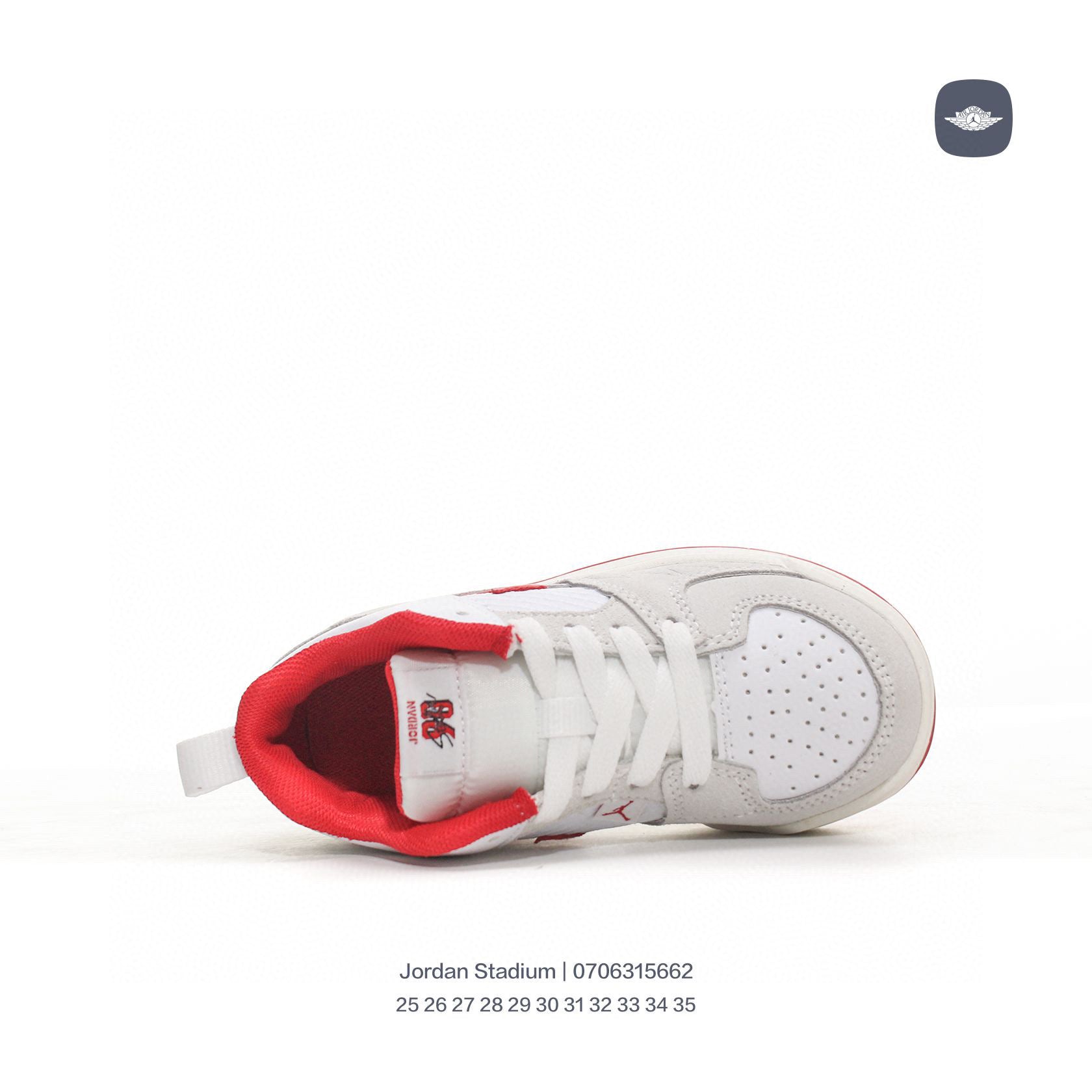 Jordan Stadium sneakers for kid" red, light gray"