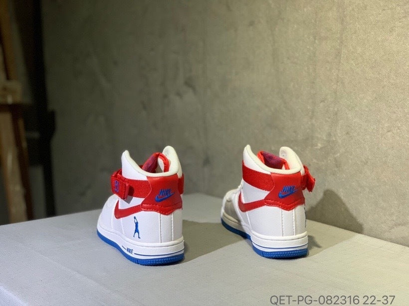 High-top Macaron Air Force" white, red"