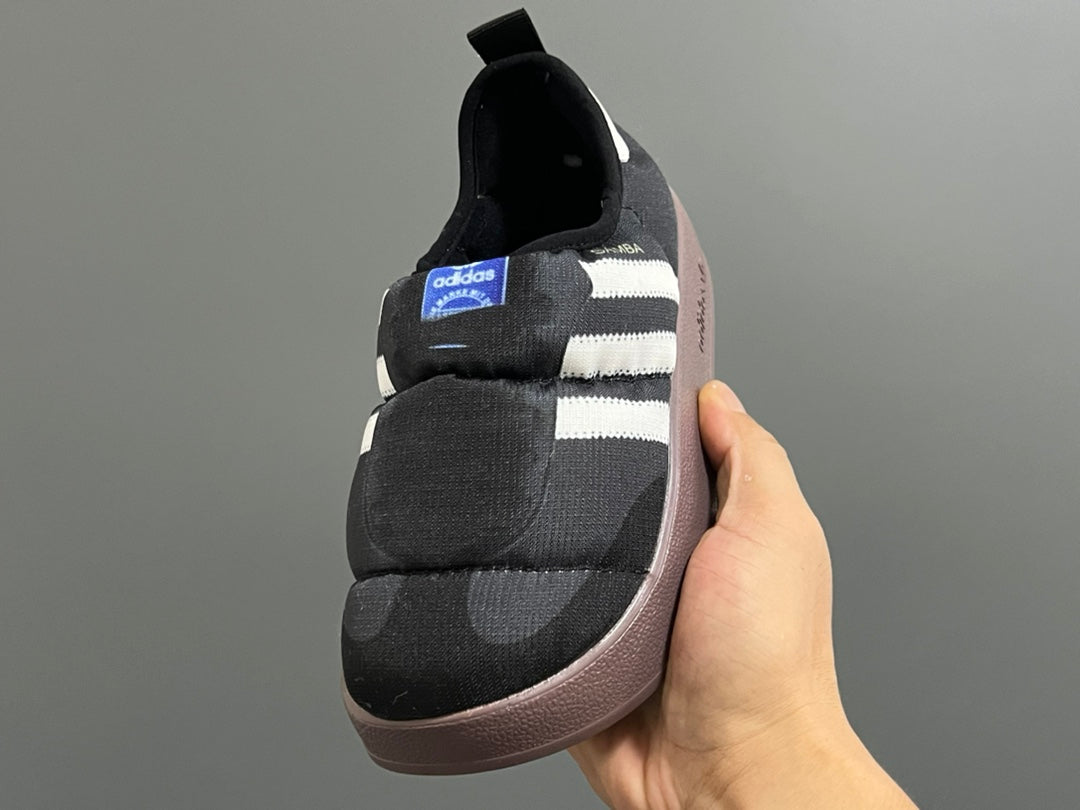 Adidas Bread Children's Slip-On Cotton Shoes" black"